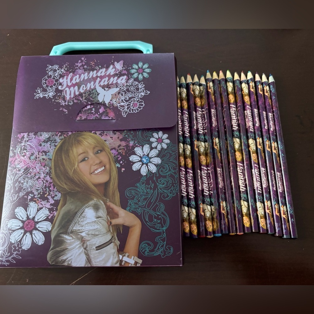 Hannah Montana Pack Of 15 Coloring Pencils And Matching Pencil Case 2000s Y2K